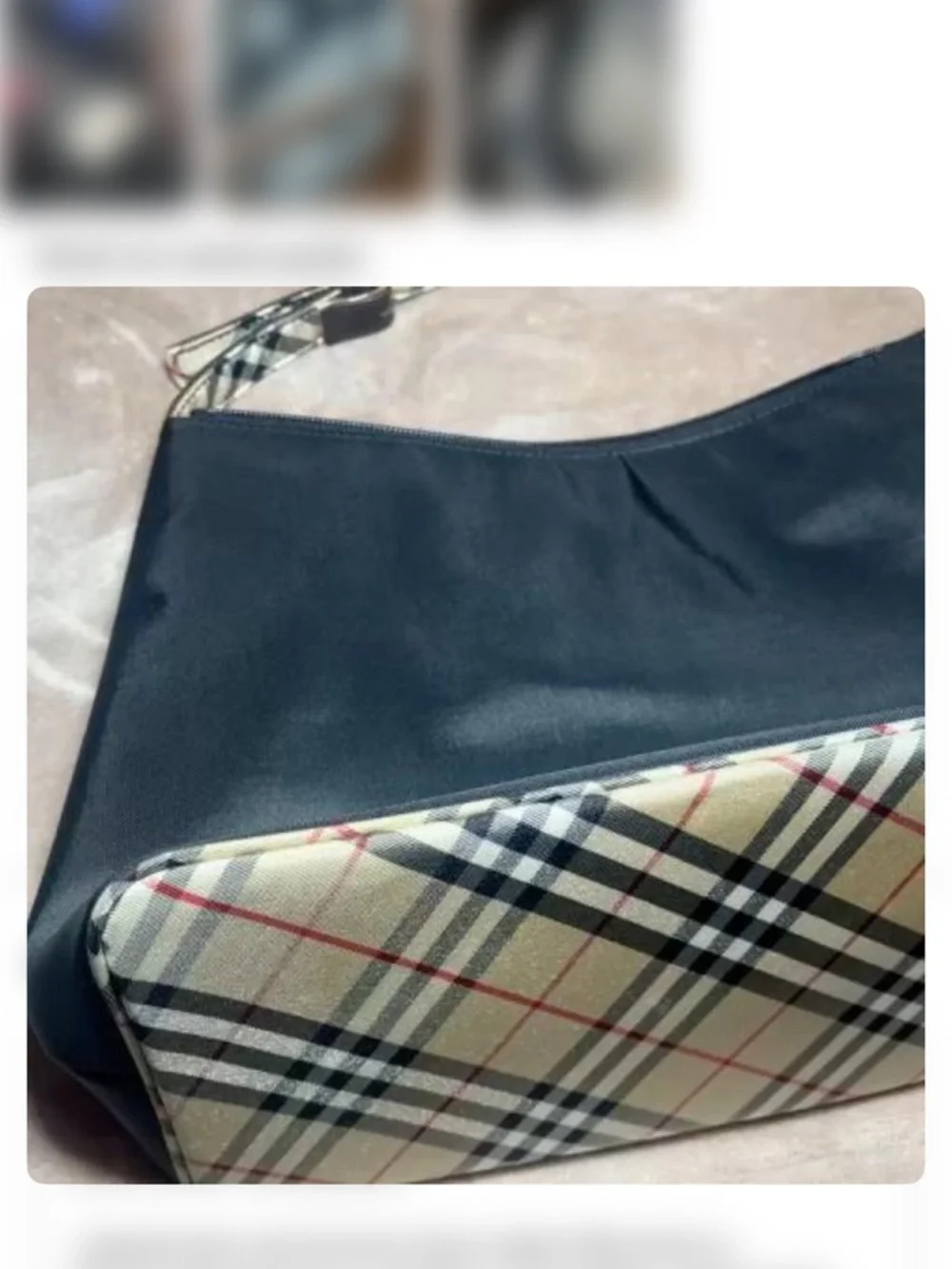 Black and Beige Plaid Shoulder Bag - Picture 9 of 9